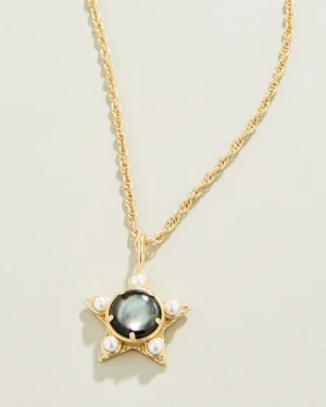 Collar de estrella de 18" de nácar gris